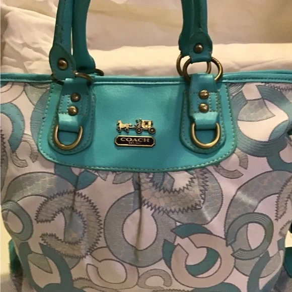 Coach Blue and White Satchel - Picture 3 of 6